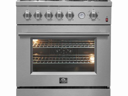 FORNO - Giovanni 30-inch Gas Range with 5 Gas Burners, 4.32 cu.ft. Convection Gas Oven with Temperature Gauge in Stainless Steel - FFSGS6274-30 For Discount