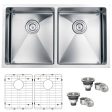 32-inch Undermount 50 50 Double Bowl Tight Radius 16 Gauge Stainless Steel Kitchen Sink Fashion