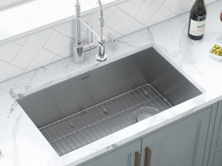 32-inch Offset Drain Sloped Bottom Undermount Kitchen Sink Single Bowl Stainless Steel Supply