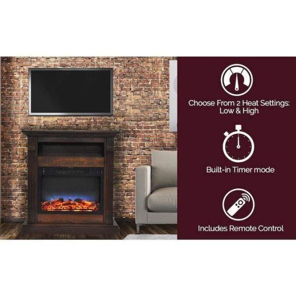 Cambridge Sienna 34 In. Electric Fireplace w  Multi-Color LED Insert and Walnut Mantel Online Sale