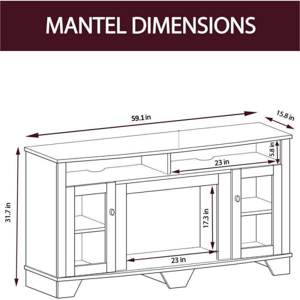 Cambridge Savona 59 In. Electric Fireplace in Cherry with Entertainment Stand and Charred Log Display, on Sale