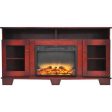 Cambridge Savona 59 In. Electric Fireplace in Cherry with Entertainment Stand and Enhanced Log Display Online Sale