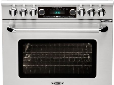 Capital Cooking - 36  Capital Connoisseurian Dual Fuel Range - Self Clean - 19K BTU - 4 Sealed Burners w  12  BBQ (centered) - CSB362B2 on Sale