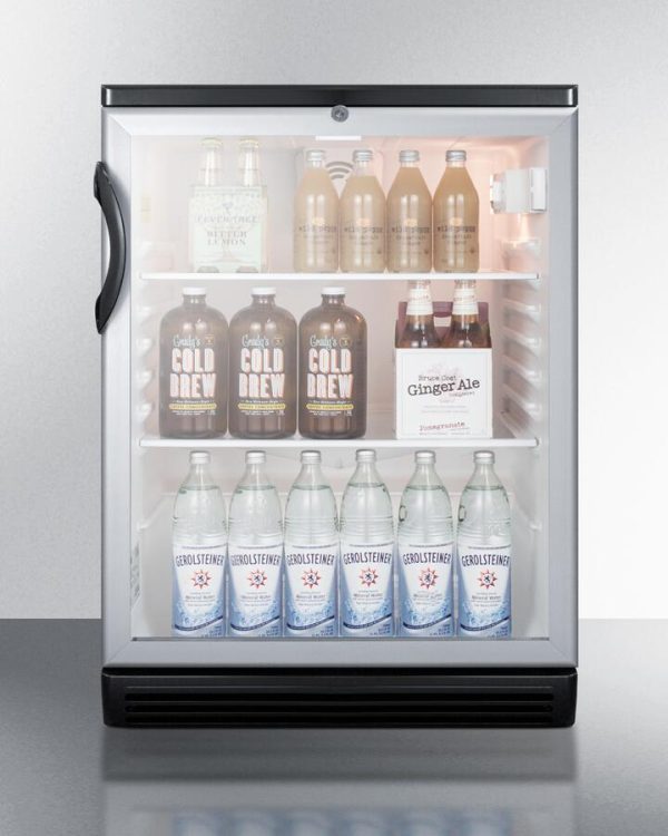 Summit | 24  Commercial Beverage Center with 5.5 Cu. Ft. Capacity, Double Pane Tempered Glass Door, Adjustable Glass Shelves, Reversible Door, Lock, Automatic Defrost | SCR600BGL on Sale