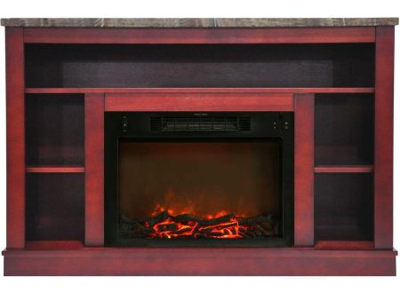 Cambridge 47 In. Electric Fireplace with a 1500W Log Insert and Cherry Mantel For Discount