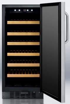 Summit - 15 Inch Built-in or Freestanding Wine Cellar with 2.94 cu. ft. Capacity, 33-Bottle Capacity, Wooden Shelves, Factory Installed Lock, LED Lighting and Digital Thermostat: Stainless Steel Cabinet Finish | SWC1535BCSS Online Hot Sale