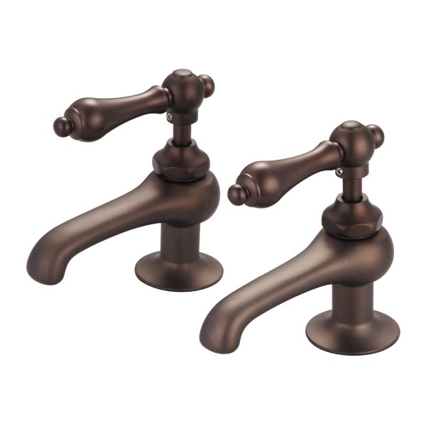 Water Creation | Vintage Classic Basin Cocks Lavatory Faucets in Oil-rubbed Bronze Finish Finish With Metal Lever Handles Without Labels | F1-0003-03-AL For Discount