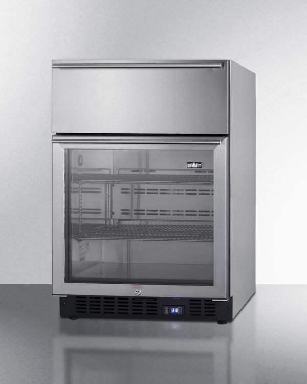 Summit - 24  Wide Built-In Commercial Beverage Refrigerator With Top Drawer | [SCR615TDCSS] Online Sale