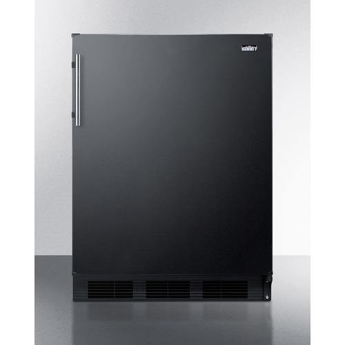 Summit | 24 Inch Undercounter Refrigerator with 5.1 cu. ft. Capacity, 2 Adjustable Glass Shelves, Crisper Drawer, 3 Door Bins, Wine Rack, Freezer Compartment, Interior Lighting and Dial Thermostat: Black |  CT663BK Supply