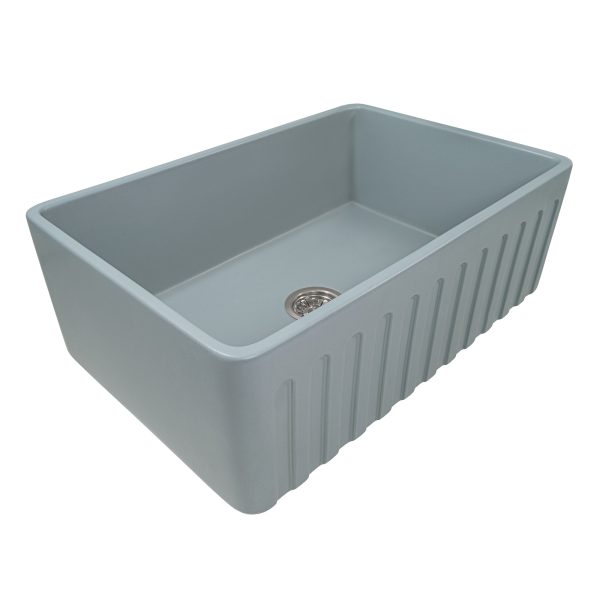 33 x 20 inch Fireclay Reversible Farmhouse Apron-Front Kitchen Sink Single Bowl – Horizon Gray For Sale