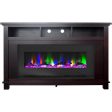 Cambridge San Jose Fireplace Entertainment Stand in Black with 50  Color-Changing Fireplace Insert and Driftwood Log Display, For Discount