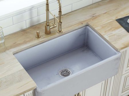 33 inch Fireclay Distressed Finish Farmhouse Apron-Front Kitchen Sink Reversible – Coastal Blue For Discount