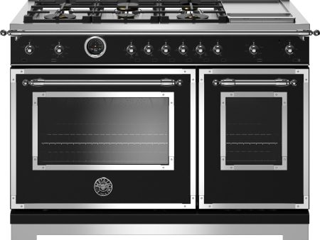 Bertazzoni | 48  Heritage Series range - Electric self clean oven - 6 brass burners + griddle | HERT486GDFSNET on Sale