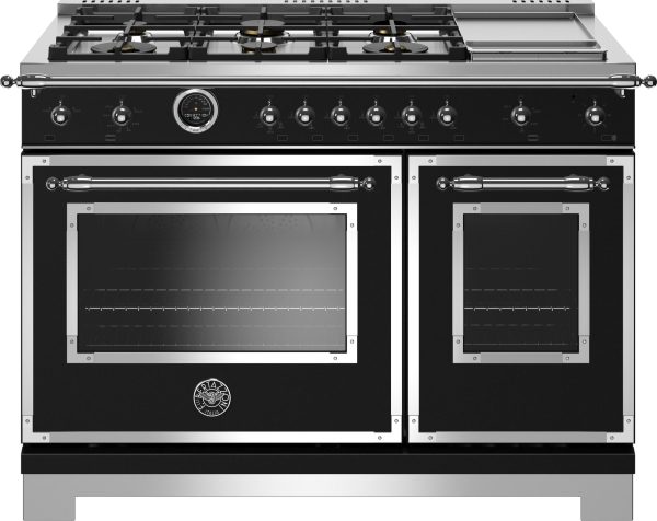 Bertazzoni | 48  Heritage Series range - Electric self clean oven - 6 brass burners + griddle | HERT486GDFSNET on Sale