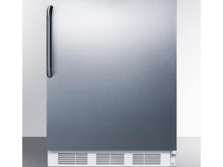 Summit | 24 Inch Compact Refrigerator with 5.1 Cu. Ft. Capacity, Adjustable Glass Shelves, Manual Defrost Freezer, Door Storage, Fruit Vegetable Crisper and ADA Compliant: Stainless Cabinet with Towel Bar Handle | CT661WCSSADA Hot on Sale