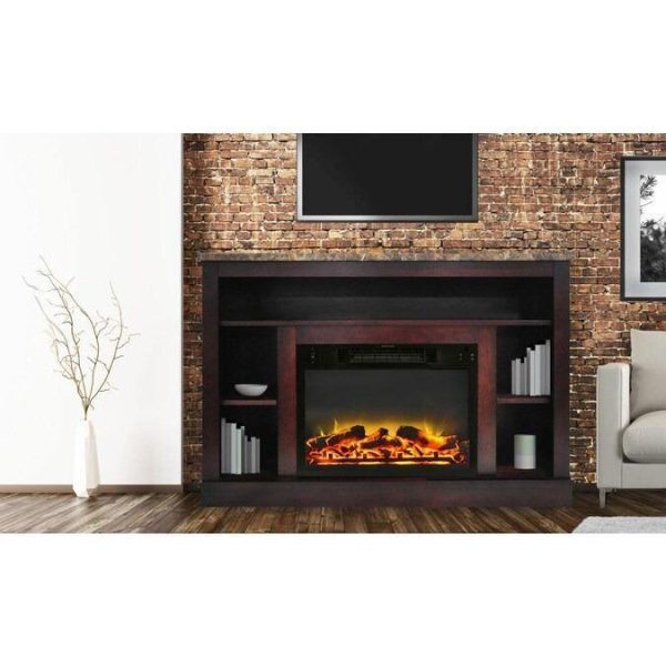 Cambridge 47 In. Electric Fireplace with a Multi-Color LED Insert and Cherry Mantel on Sale