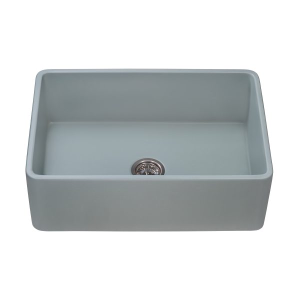 33 x 20 inch Fireclay Reversible Farmhouse Apron-Front Kitchen Sink Single Bowl – Horizon Gray For Sale