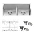 32-inch Low-Divide Undermount Tight Radius 50 50 Double Bowl 16 Gauge Stainless Steel Kitchen Sink Cheap