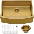 30-inch Apron-Front Farmhouse Kitchen Sink – Brass Tone Matte Gold Stainless Steel Single Bowl For Discount