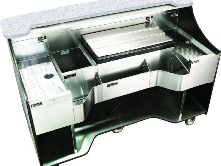 Perlick - 70” Tobin Ellis Signature Series Mobile Bar: two drainboards, bottle well, ice chest, and bottle rail - RMB-003 Supply