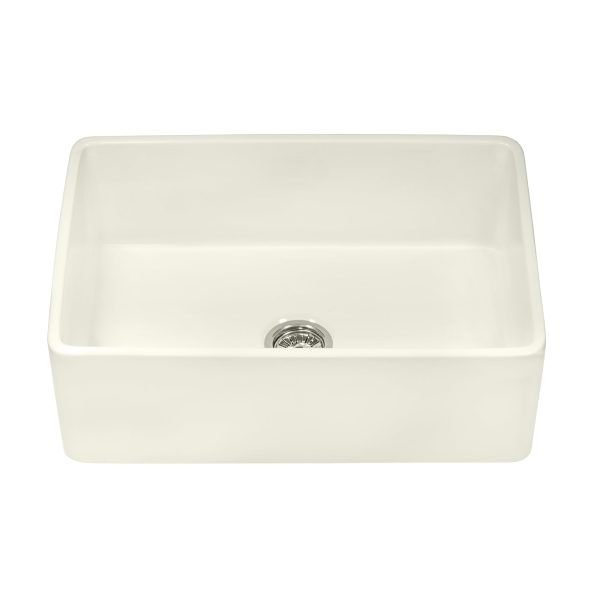 30 x 20 inch Fireclay Reversible Farmhouse Apron-Front Kitchen Sink Single Bowl – Biscuit For Cheap