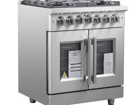 Forno - 30  Massimo 5 Burner Freestanding French Door Dual Fuel Range in Stainless Steel Hot on Sale