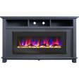 Cambridge San Jose Fireplace Entertainment Stand in Black with 50  Color-Changing Fireplace Insert and Driftwood Log Display, For Discount