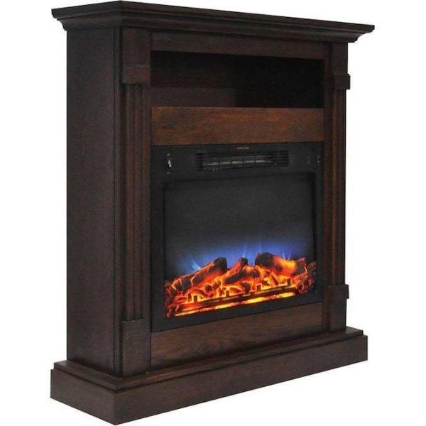 Cambridge Sienna 34 In. Electric Fireplace w  Multi-Color LED Insert and Walnut Mantel Online Sale