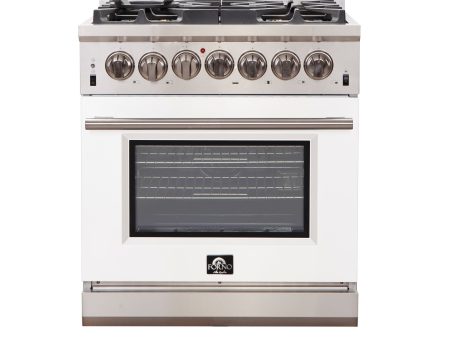 FORNO - Capriasca 30″ 4.32 cu. ft. Gas Range with 5 Italian Burners in White, FFSGS6260-30WHT Online Hot Sale