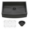 33-inch Apron-Front Farmhouse Kitchen Sink – Gunmetal Black Matte Stainless Steel Single Bowl Discount