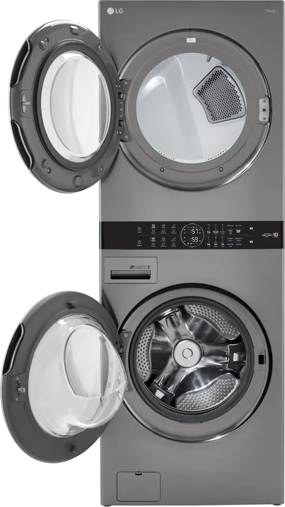 LG - 27 in. WashTower Laundry Center with 4.5 cu. ft. Front Load Washer and 7.4 cu. ft. Electric Dryer in Graphite Steel - WKE100HVA Discount