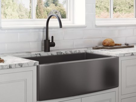 30-inch Apron-Front Farmhouse Kitchen Sink – Gunmetal Black Matte Stainless Steel Single Bowl Hot on Sale