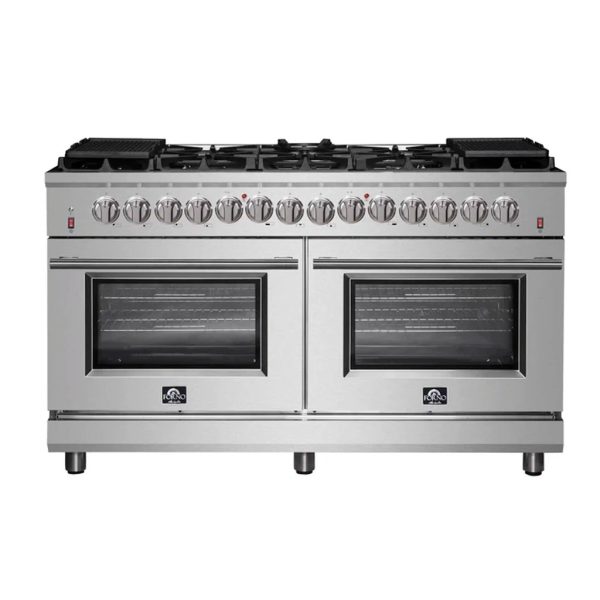 Forno - 60  Massimo 10-Sealed Burners Freestanding Dual Fuel Range in Stainless Steel Convention Oven Online