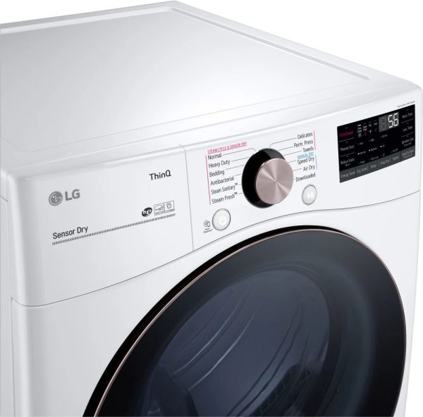 LG - 7.4 cu. ft. Large Capacity Vented Smart Stackable Gas Dryer with Sensor Dry, TurboSteam, Extra Cycles in White - DLGX4201W Online