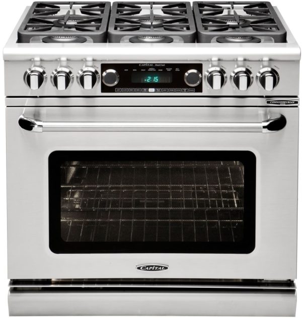 Capital Cooking - 36  Capital Connoisseurian Dual Fuel Range - Self Clean - 19K BTU - 4 Sealed Burners w  12  Griddle (centered) - CSB362G2 For Cheap