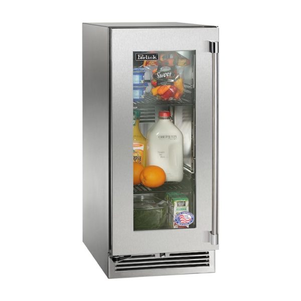 Perlick - 15  Signature Series Marine Grade Refrigerator with stainless steel glass door- HP15RM-4 For Sale