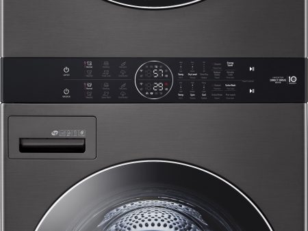 LG - 27 in. WashTower Laundry Center with 4.5 cu. ft. Front Load Washer & 7.4 cu. ft. Electric Dryer with Steam, Black Steel - WKEX200HBA Online