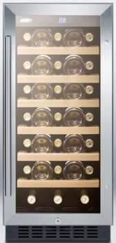 Summit - 15 Inch Built-in or Freestanding Wine Cellar with 2.94 cu. ft. Capacity, 33-Bottle Capacity, Wooden Shelves, Factory Installed Lock, LED Lighting and Digital Thermostat: Stainless Steel Cabinet Finish | SWC1535BCSS Online Hot Sale