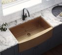 30-inch Apron-Front Farmhouse Kitchen Sink – Copper Tone Matte Bronze Stainless Steel Single Bowl Fashion