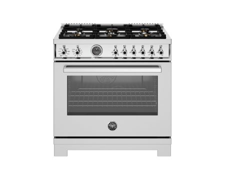 Bertazzoni - 36 inch Dual Fuel Range, 6 Brass Burners and Cast Iron Griddle, Electric Self-Clean Oven - PRO366BCFEPXT Online