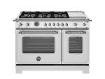 Bertazzoni - 48 inch Dual Fuel Range, 6 Brass Burners and Griddle, Electric Self-Clean Oven - HER486BTFEP Supply