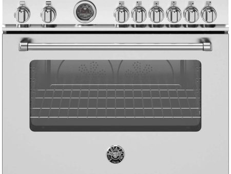 Bertazzoni - 36 inch All Gas Range, 6 Brass Burners and Cast Iron Griddle - MAS366BCFGMXT For Discount