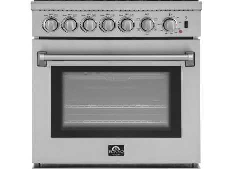 FORNO - Lazio 30-Inch Dual Fuel Range with 5 Sealed Burner in Stainless Steel with Air Fryer & Reversible Griddle Hot on Sale