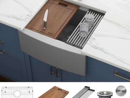 24-inch Apron-front Workstation Farmhouse Kitchen Sink 16 Gauge Stainless Steel Single Bowl Fashion