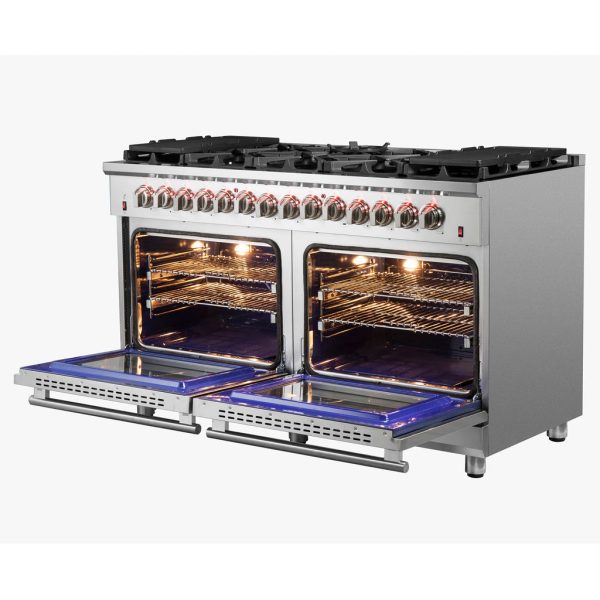 Forno - 60  Massimo 10-Sealed Burners Freestanding Dual Fuel Range in Stainless Steel Convention Oven Online