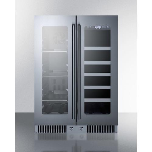 Summit - 24  Wide French Door Dual Zone Wine and Beverage Center with Glass Doors with Seamless Stainless Steel Trim, Digital Controls, Locks and Black Cabinet | [CLFD243WBV] Online now