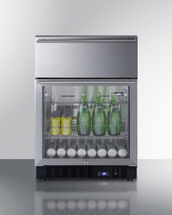 Summit - 24  Wide Built-In Commercial Beverage Refrigerator With Top Drawer | [SCR615TDCSS] Online Sale