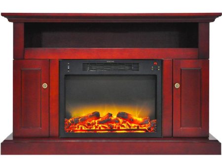 Cambridge Sorrento Electric Fireplace Heater with 47-In. Mahogany TV Stand, Enhanced Log Display, Multi-Color Flames and Remote Control For Cheap