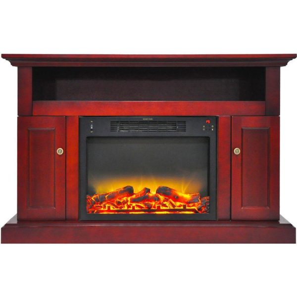 Cambridge Sorrento Electric Fireplace Heater with 47-In. Mahogany TV Stand, Enhanced Log Display, Multi-Color Flames and Remote Control For Cheap