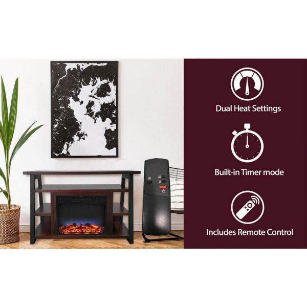 Cambridge 32-In. Sawyer Industrial Electric Fireplace Mantel with Realistic Log and Grate Insert and Color Changing Flames, Supply